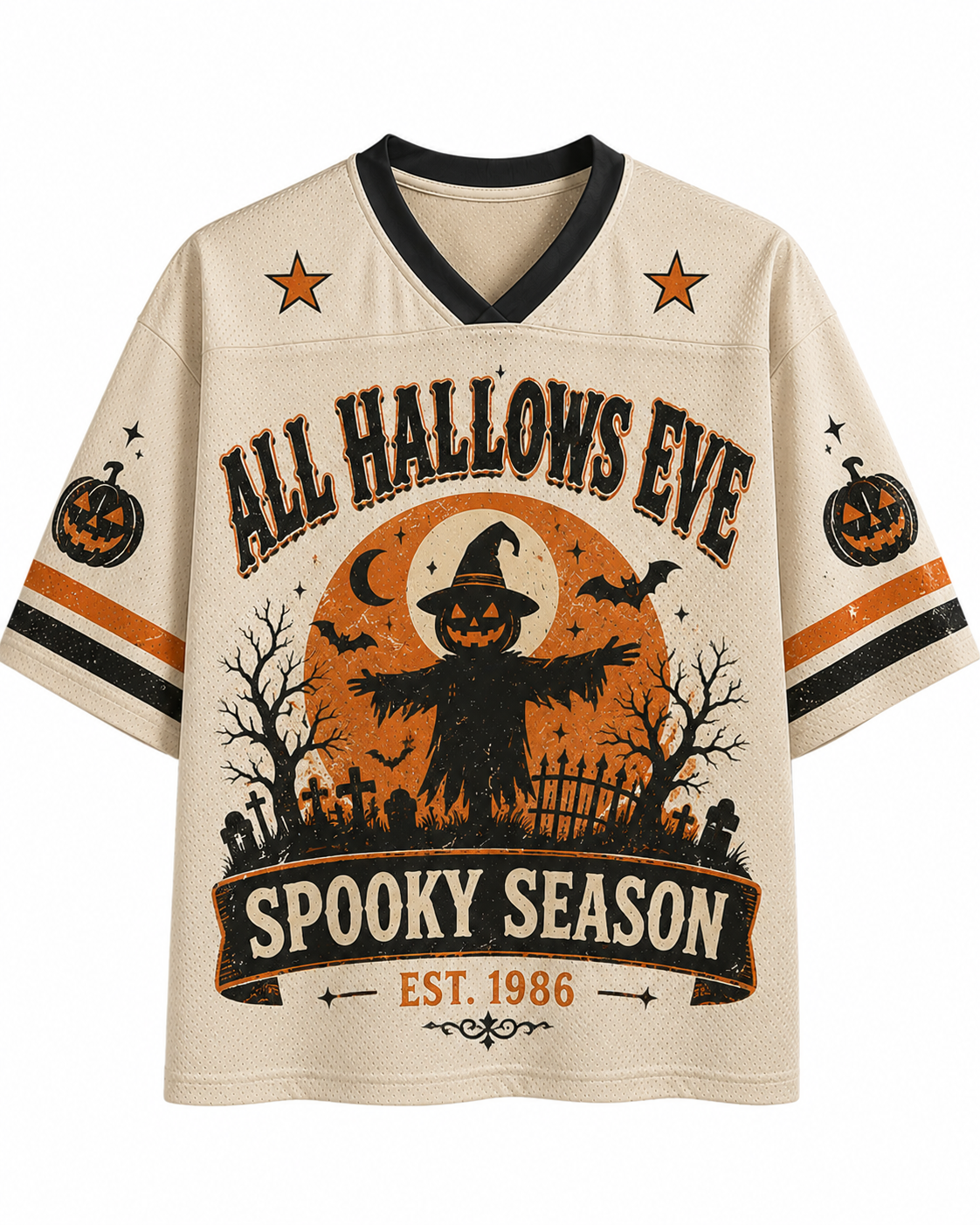 TheRetroTee All Hallows Eve Spooky Season Mesh Jersey