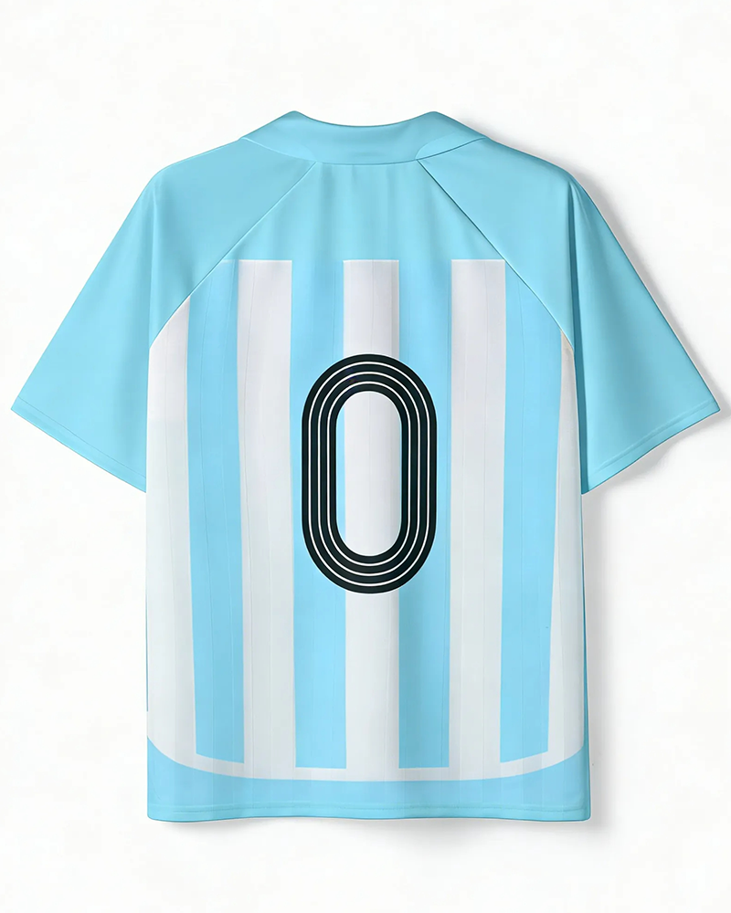 TheRetroTee Classic 2006 Light Blue White Vertical Stripe Polo Mesh Jersey