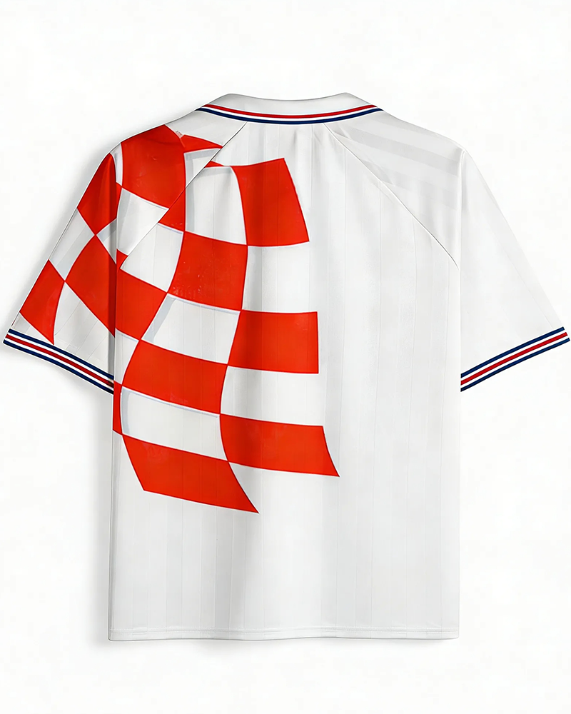 TheRetroTee Red White Checkered 1998 Polo Mesh Jersey