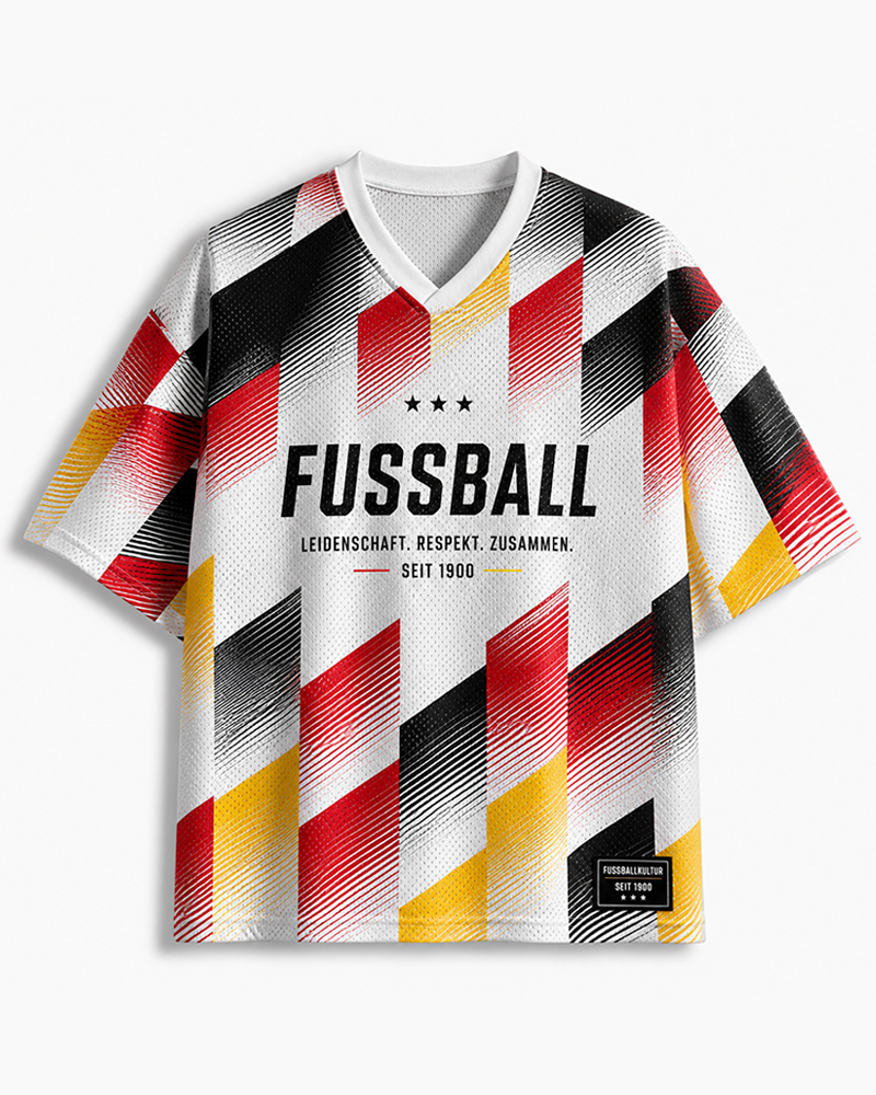 TheRetroTee Vintage Fussball Culture Geometric Soccer Mesh Jersey