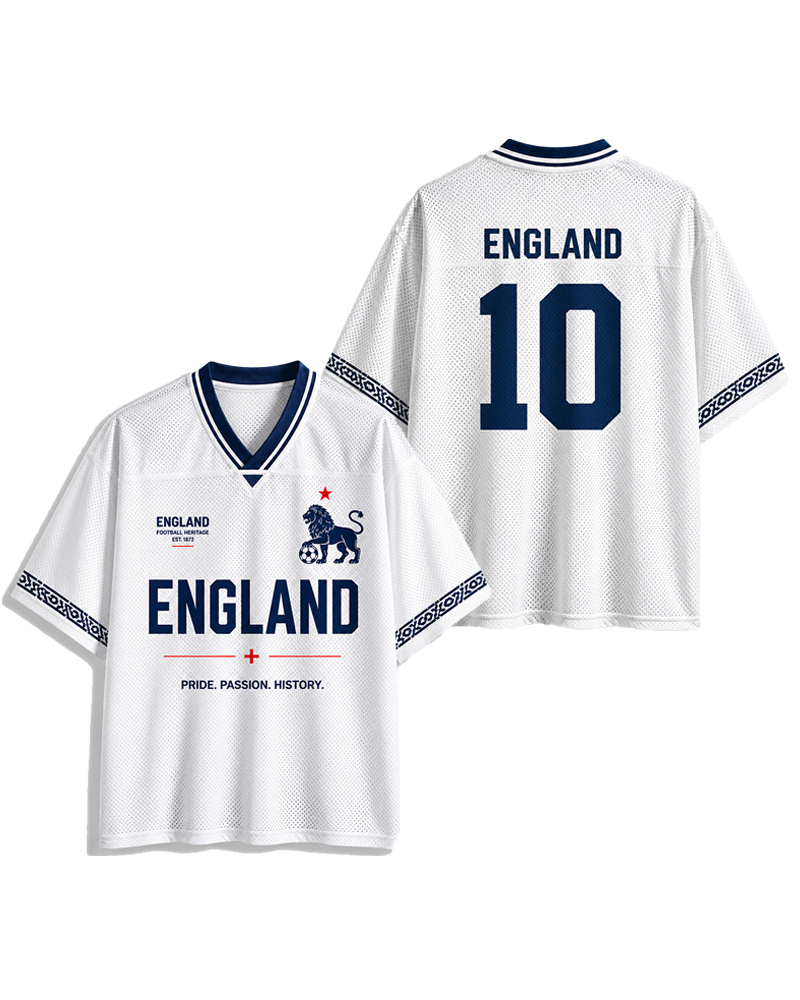 TheRetroTee England #10 Retro Soccer Culture Mesh Jersey