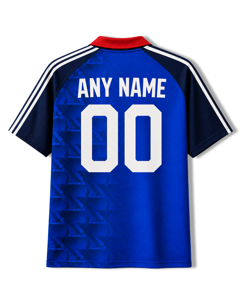 TheRetroTee Cabo Verde Geometric Rush Collar Soccer Jersey