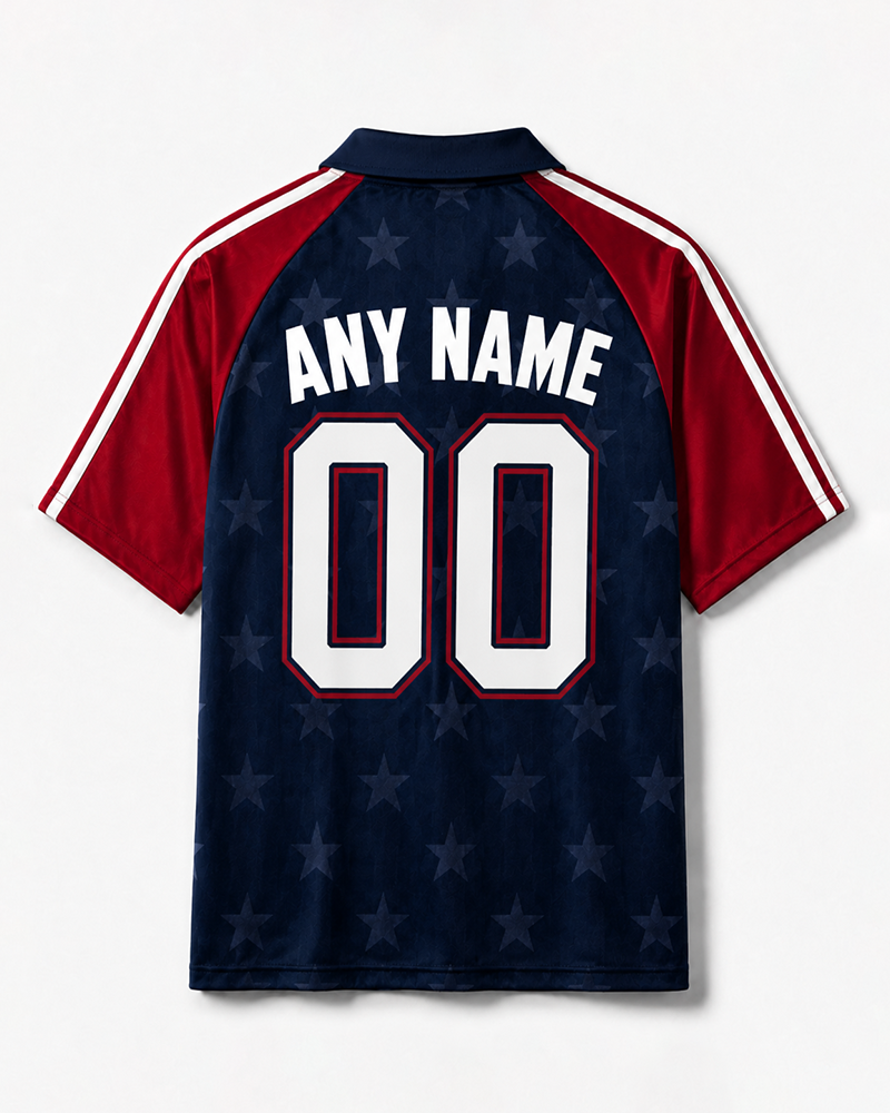 TheRetroTee United States Starfield Rush Collar Soccer Jersey
