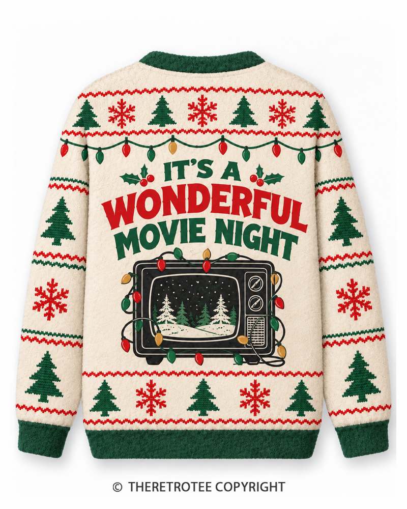 TheRetroTee Holiday Movie Night Christmas Sweater