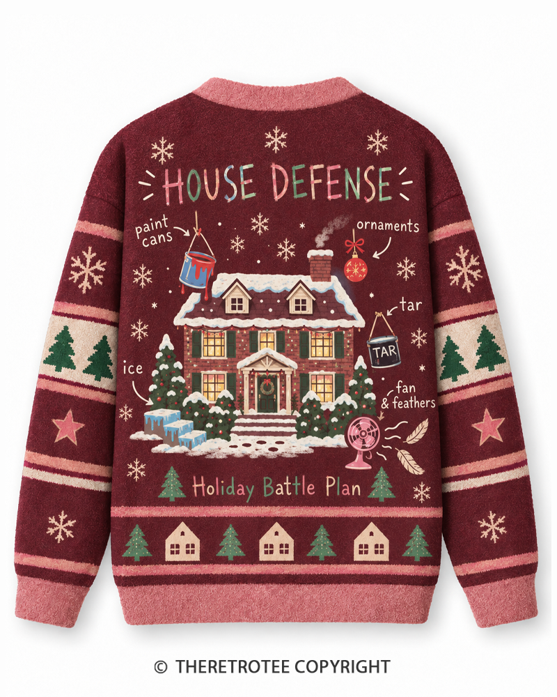 TheRetroTee Holiday House Defense Christmas Sweater