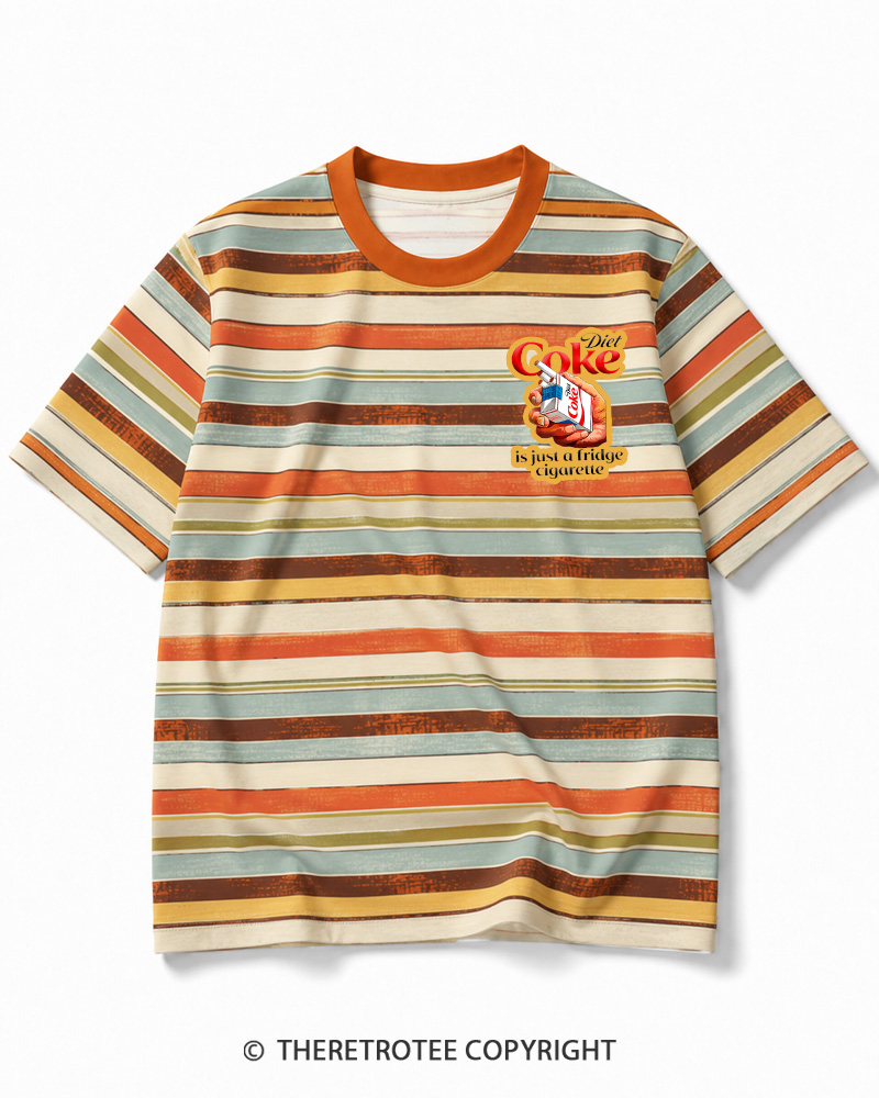 TheRetroTee Diet Coke 1990s Striped Ringer T-Shirt
