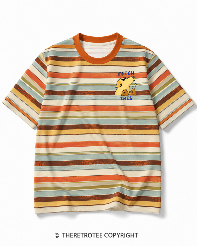 TheRetroTee Fetch This 1990s Striped Ringer T-Shirt