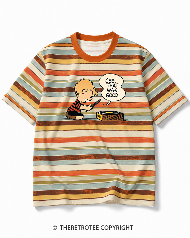 TheRetroTee Gee That Was Good! 1950s Striped Ringer T-Shirt