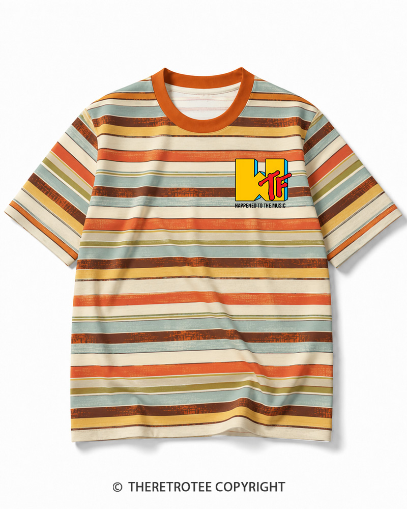 TheRetroTee WTF Happened To Music 1980s Striped Ringer T-Shirt