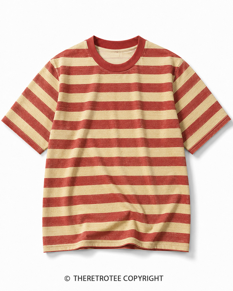 TheRetroTee 70s-Inspired Striped Ringer T-Shirt
