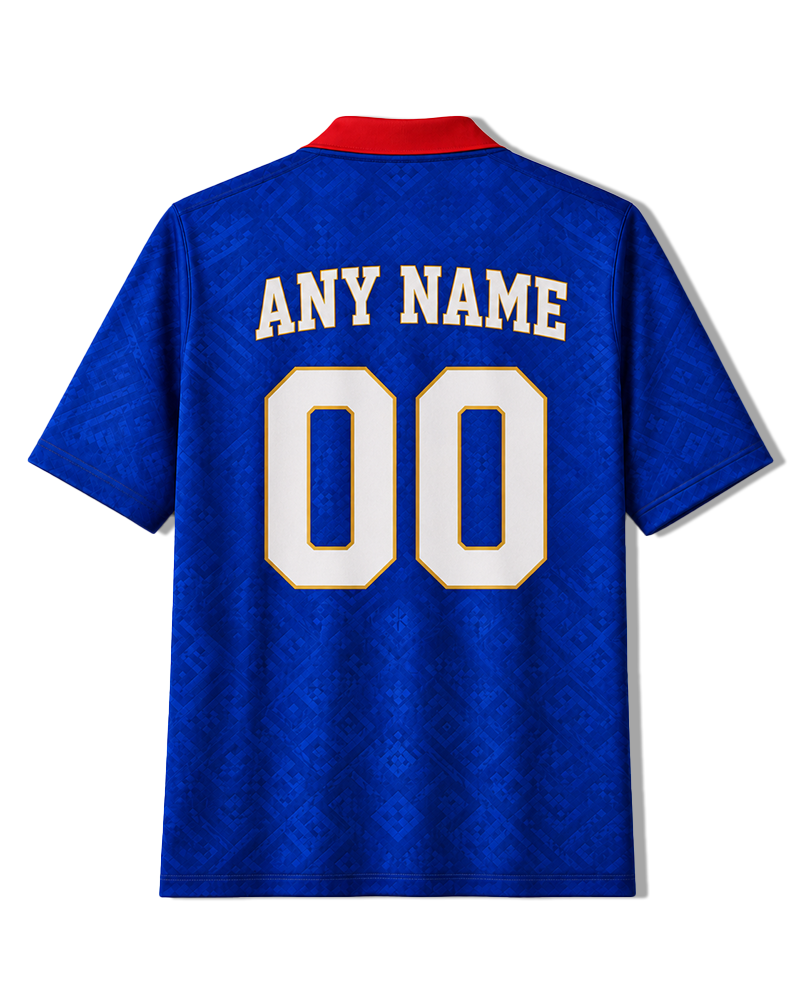 TheRetroTee Cabo Verde Heritage Strike Collar Soccer Jersey