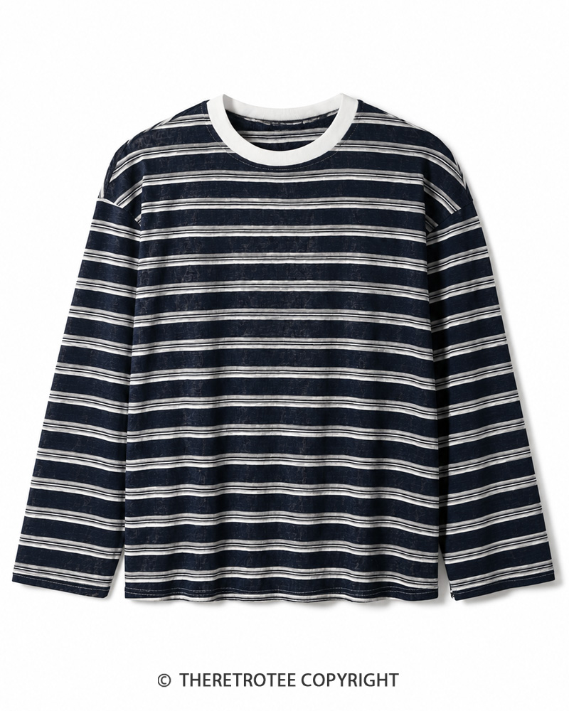 TheRetroTee Retro Heritage Striped Long Sleeve T-Shirt