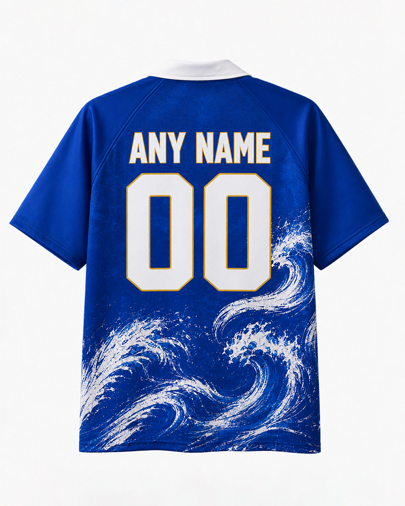 TheRetroTee Cabo Verde Ocean Surge Collar Soccer Jersey