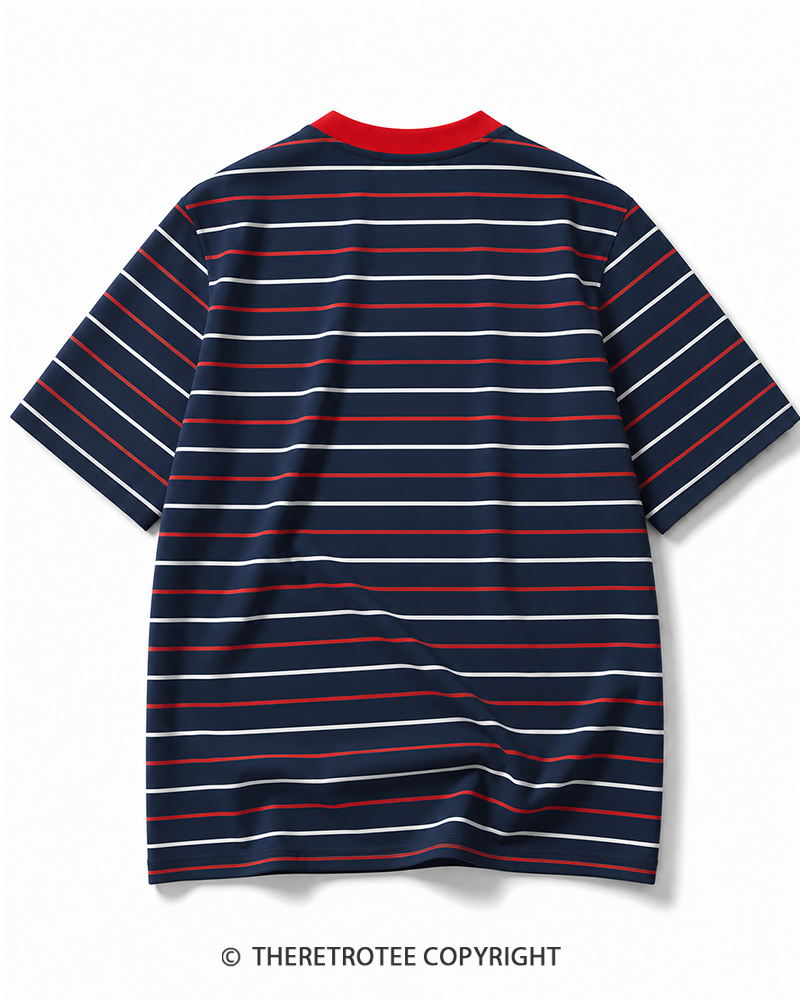 TheRetroTee Vintage Casual Striped Ringer T-Shirt
