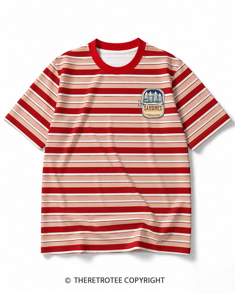 TheRetroTee Vintage Sardine Tin 1960s Striped Ringer T-Shirt