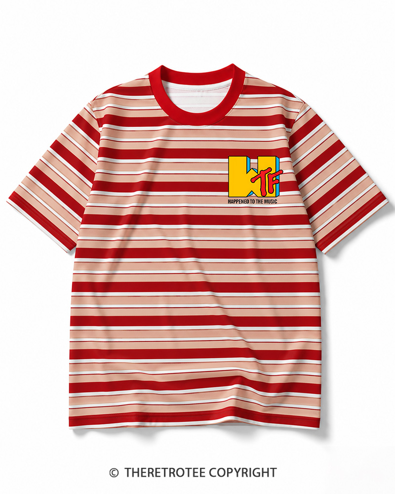 TheRetroTee WTF Happened To Music 1980s Striped Ringer T-Shirt