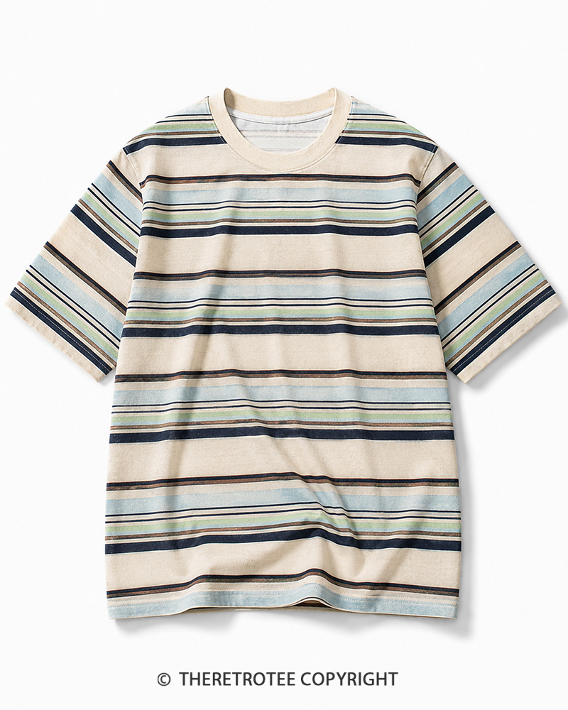 TheRetroTee 70s-Inspired Striped Ringer T-Shirt