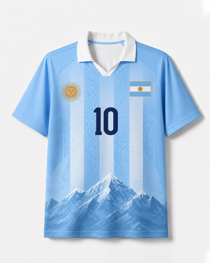 TheRetroTee Argentina Mountain Rise Collar Soccer Jersey