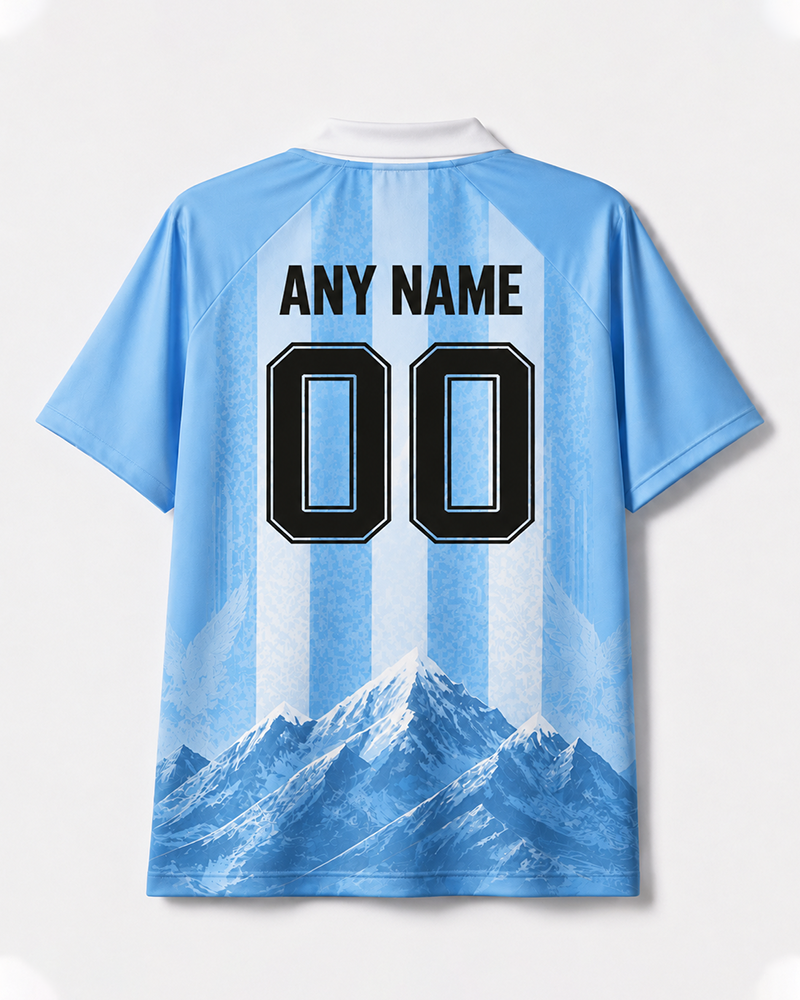 TheRetroTee Argentina Mountain Rise Collar Soccer Jersey