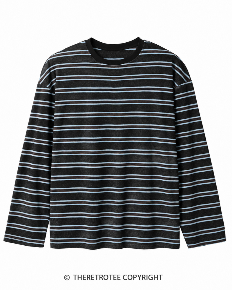 TheRetroTee Retro Heritage Striped Long Sleeve T-Shirt