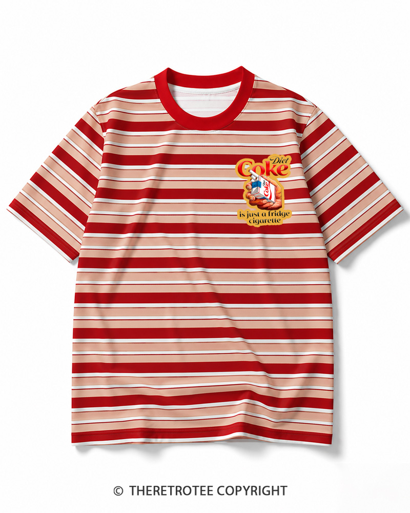 TheRetroTee Diet Coke 1990s Striped Ringer T-Shirt