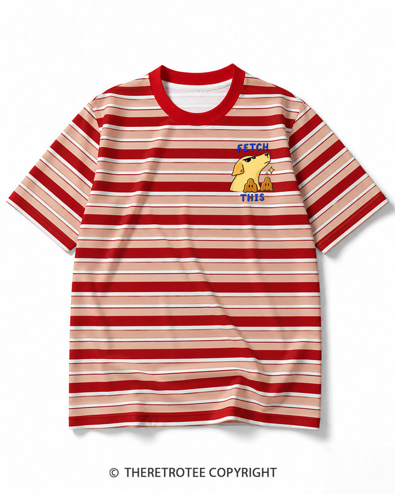 TheRetroTee Fetch This 1990s Striped Ringer T-Shirt