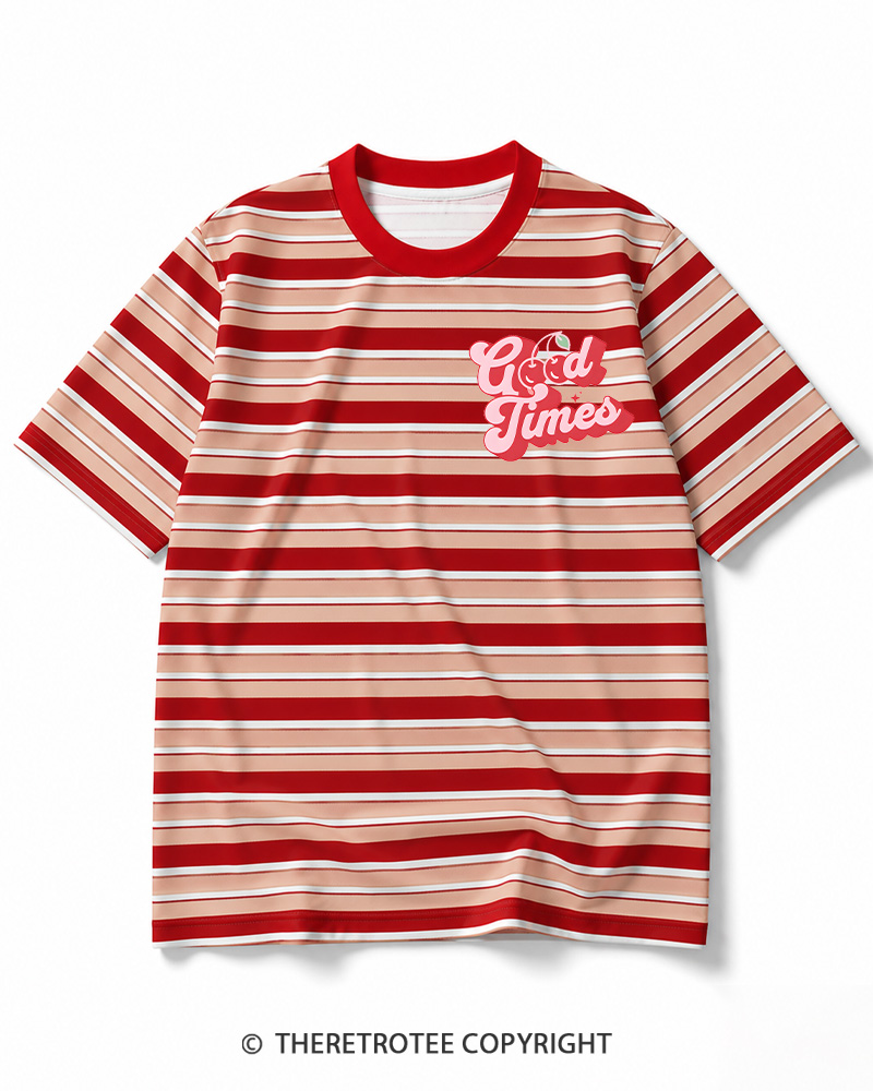 TheRetroTee Good Times 1970s Striped Ringer T-Shirt