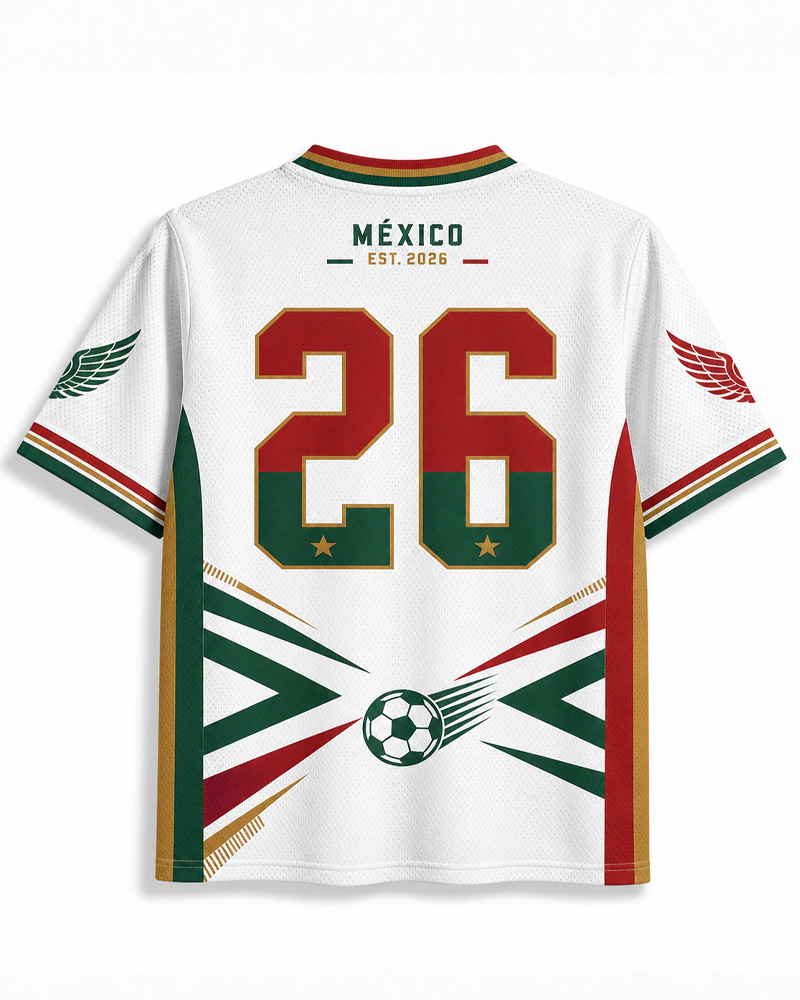 TheRetroTee Vintage Mexico Heritage Football Mesh Jersey