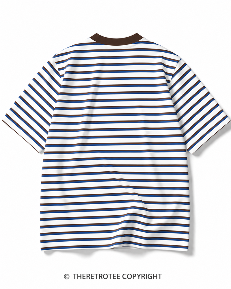 TheRetroTee Vintage Casual Striped Ringer T-Shirt