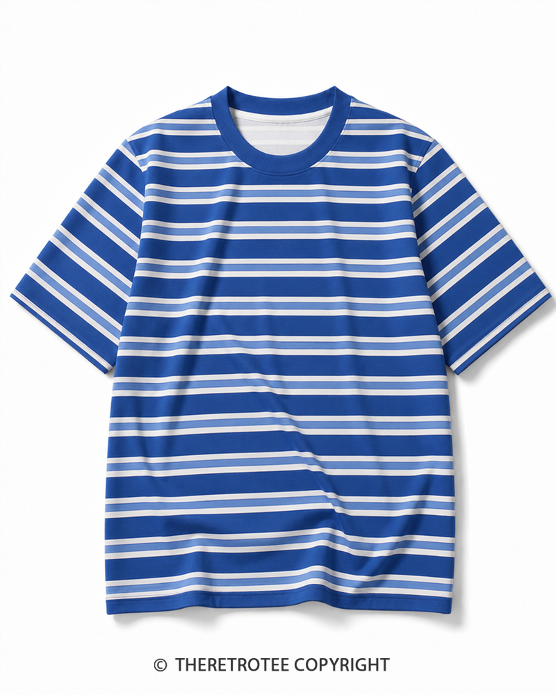TheRetroTee Vintage Casual Striped Ringer T-Shirt