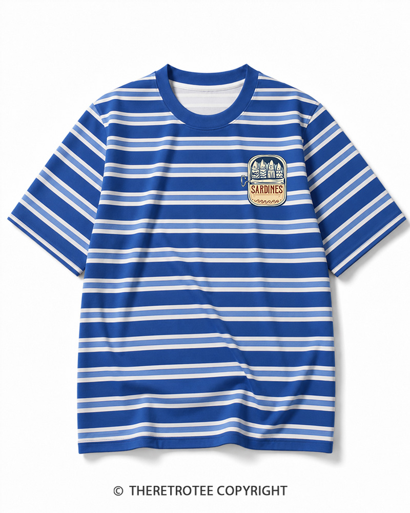 TheRetroTee Vintage Sardine Tin 1960s Striped Ringer T-Shirt