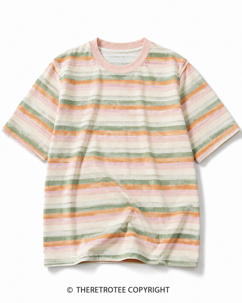 TheRetroTee 70s-Inspired Striped Ringer T-Shirt