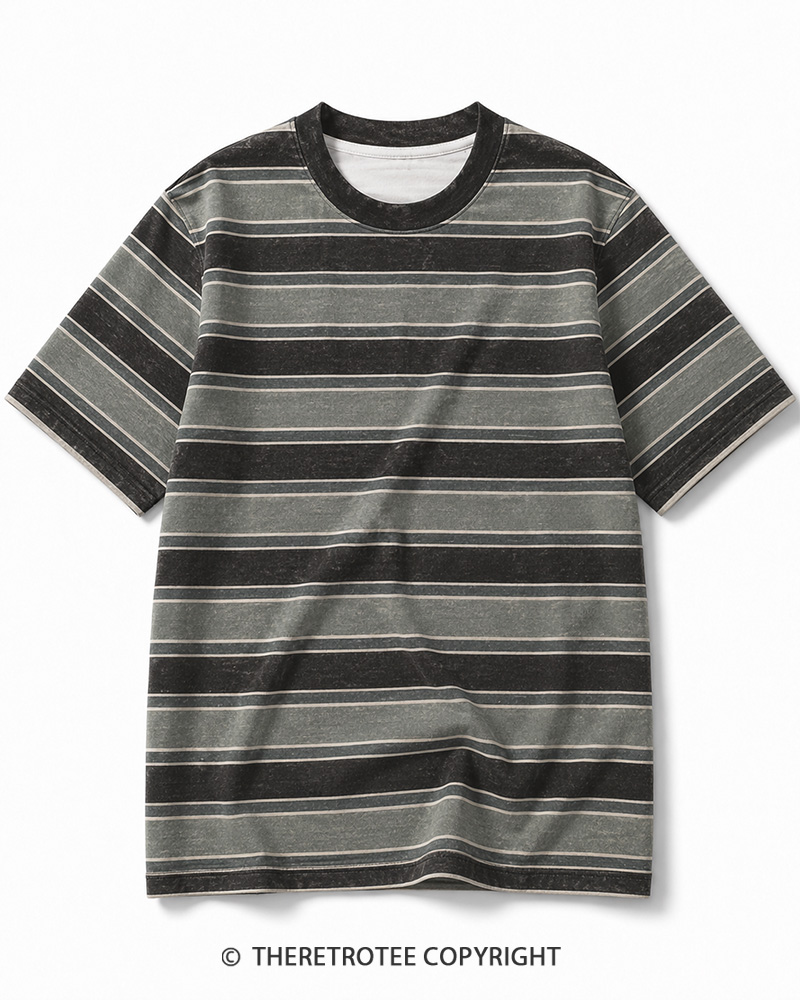 TheRetroTee Vintage Eco Oversized Striped Ringer T-Shirt