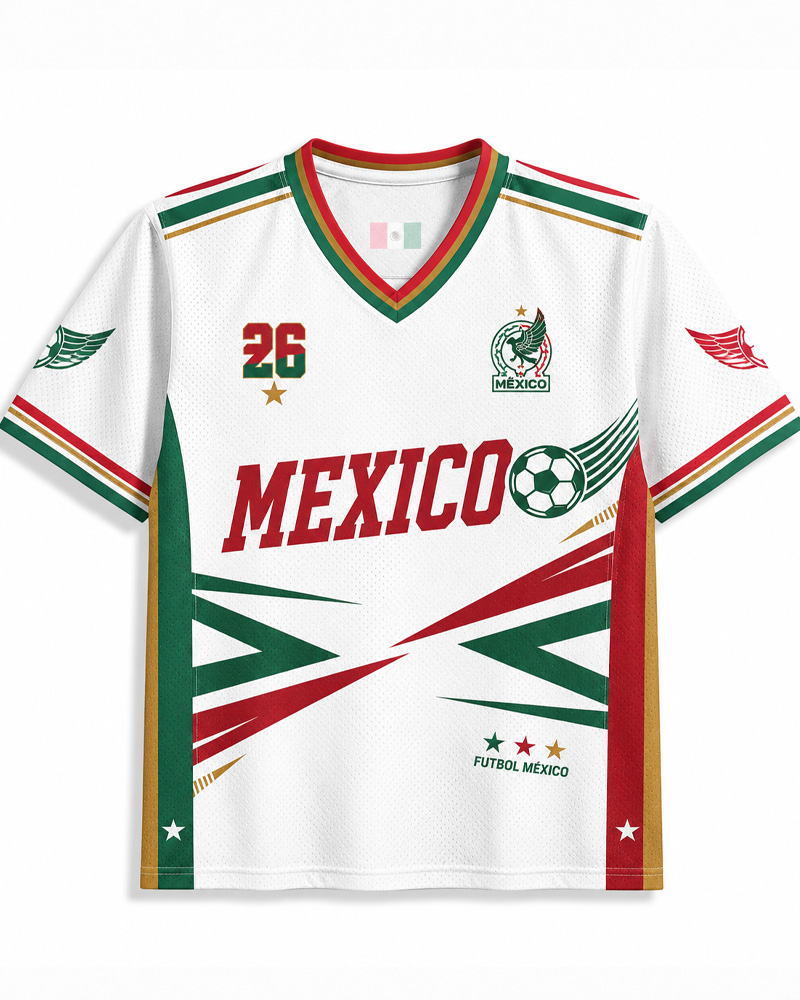 TheRetroTee Vintage Mexico Heritage Football Mesh Jersey
