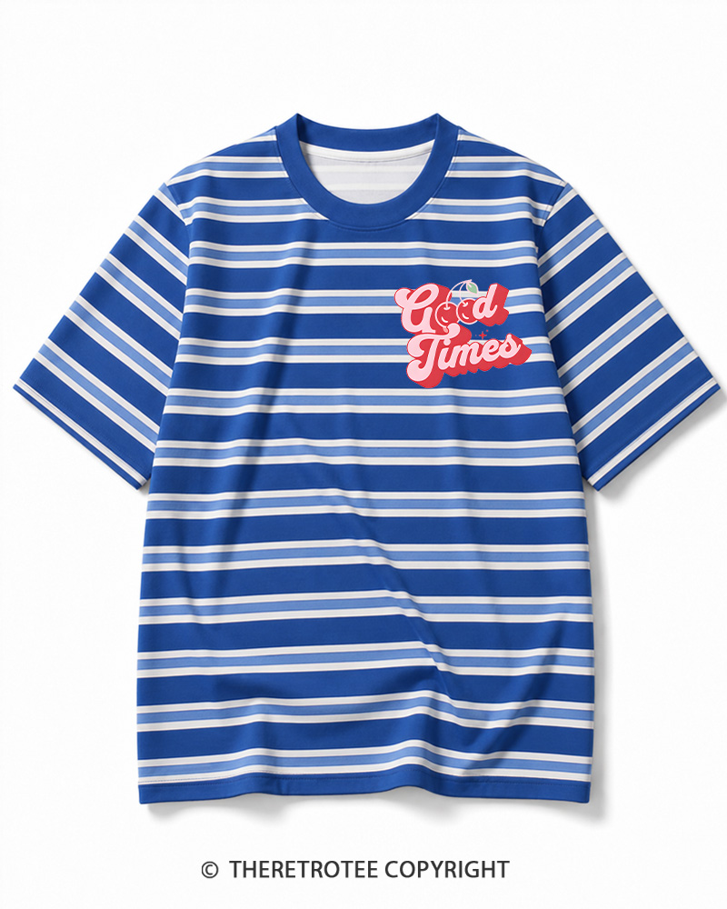 TheRetroTee Good Times 1970s Striped Ringer T-Shirt