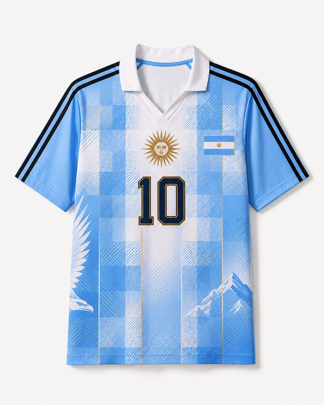 TheRetroTee Argentina Heritage Pulse Collar Soccer Jersey