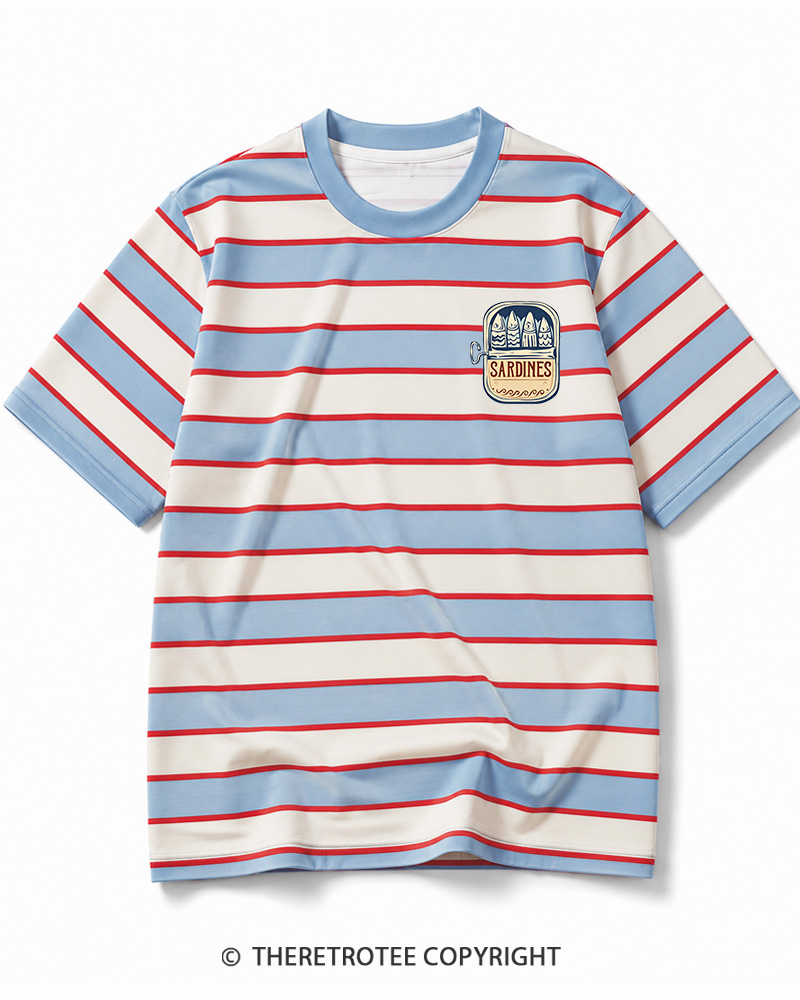 TheRetroTee Vintage Sardine Tin 1960s Striped Ringer T-Shirt