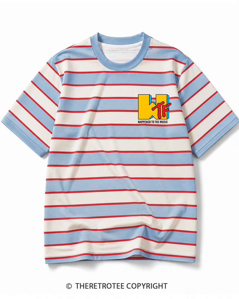 TheRetroTee WTF Happened To Music 1980s Striped Ringer T-Shirt