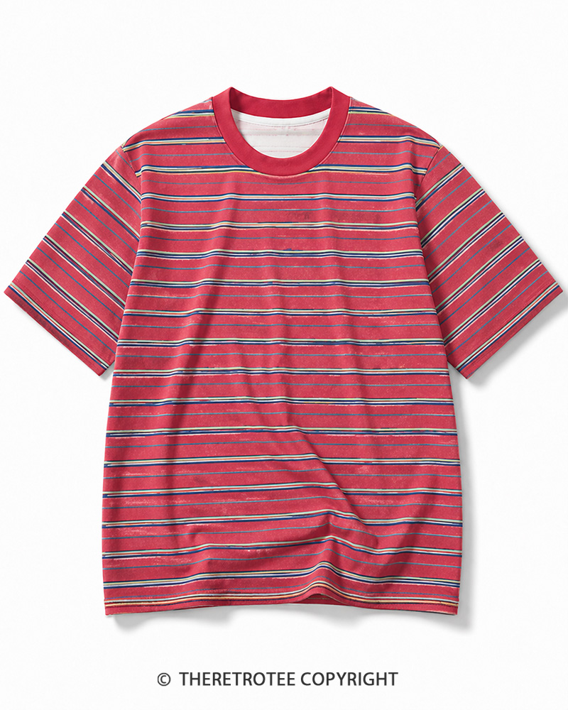 TheRetroTee 70s-Inspired Striped Ringer T-Shirt