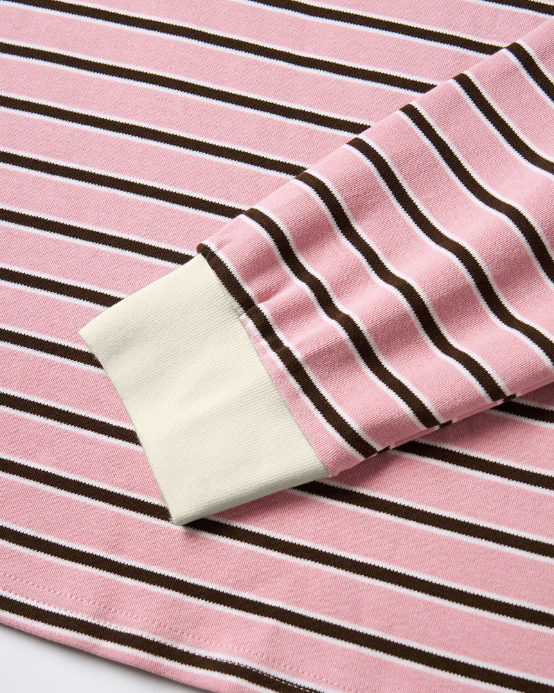 TheRetroTee Vintage Striped Long Sleeve Polo Shirt