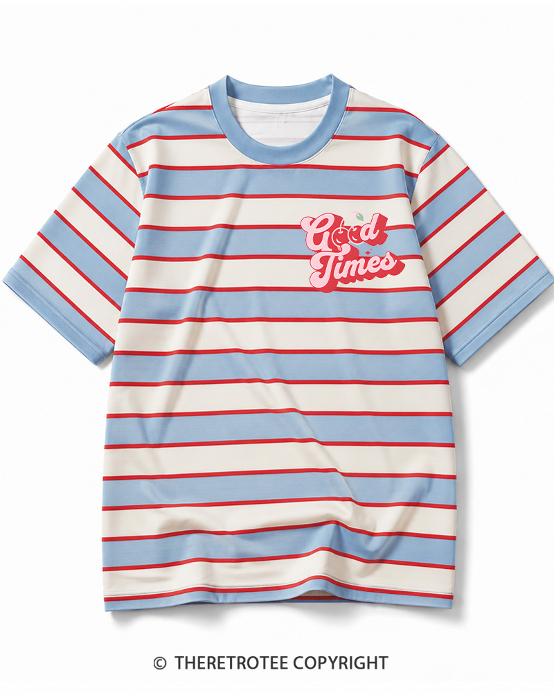 TheRetroTee Good Times 1970s Striped Ringer T-Shirt