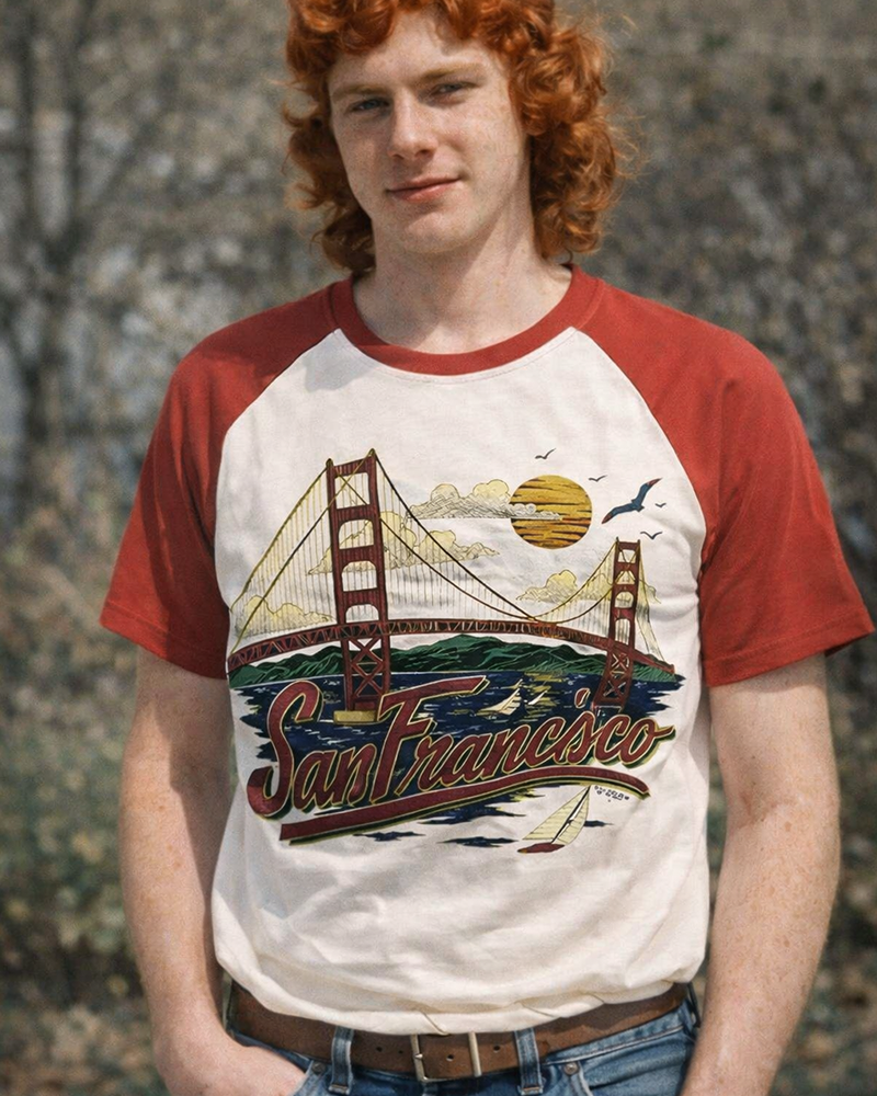 TheRetroTee San Francisco 1980s Raglan Baseball T-Shirt