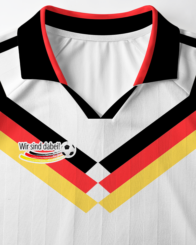 TheRetroTee Wir sind dabei Black-Red-Gold Germany Polo Mesh Jersey