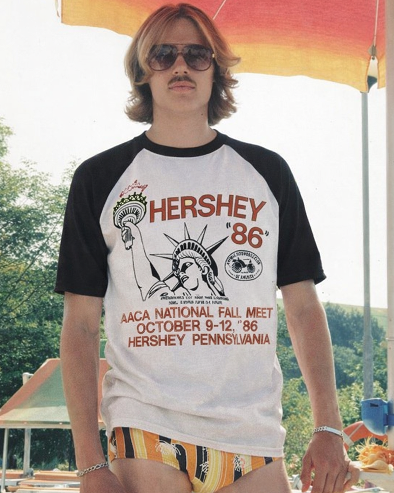 TheRetroTee 1986 Antique Auto Club Meet Hershey Raglan Baseball T-Shirt