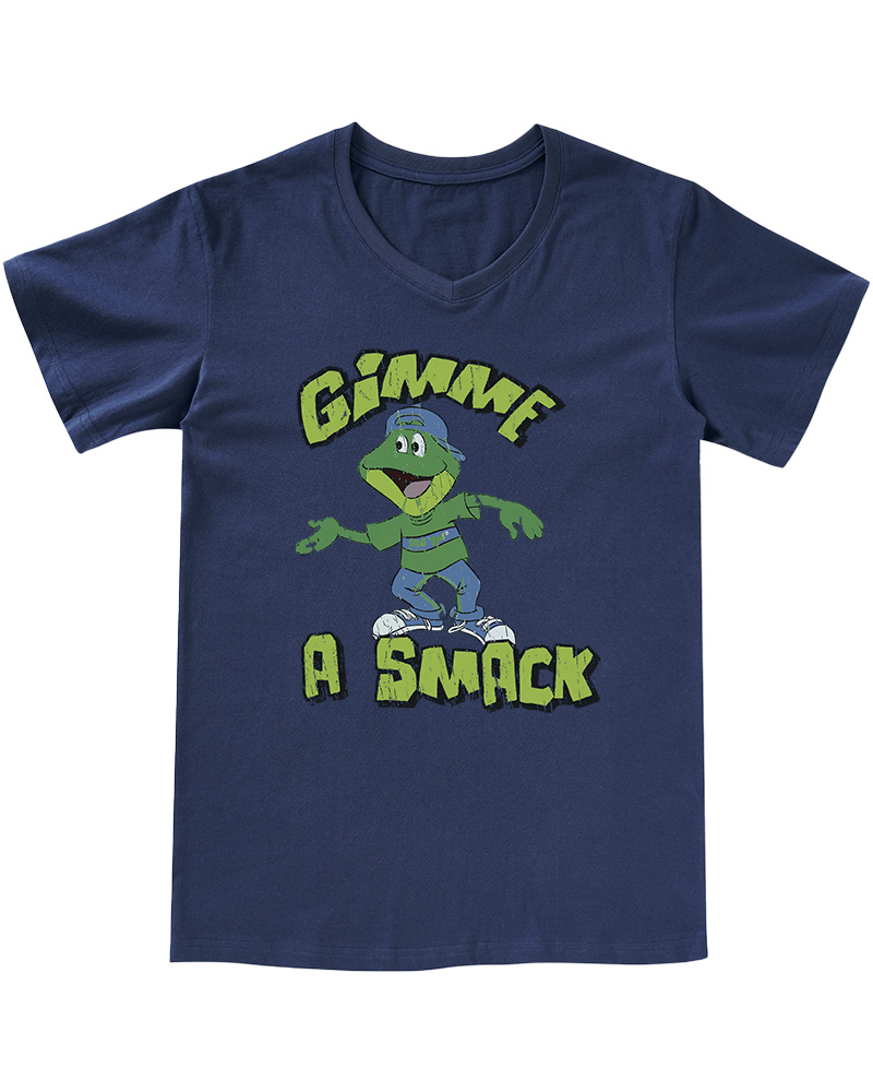 TheRetroTee Gimme A Smack Soft Adult 1970s V-neck T-Shirt