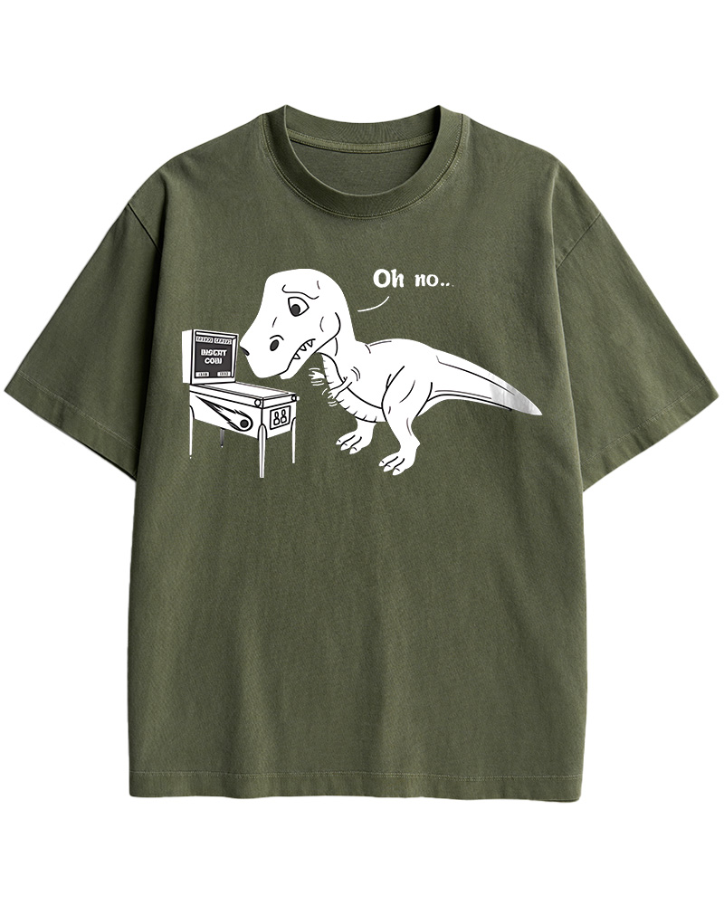 TheRetroTee Dinosaur Pinbal 1970s Cotton T-Shirt