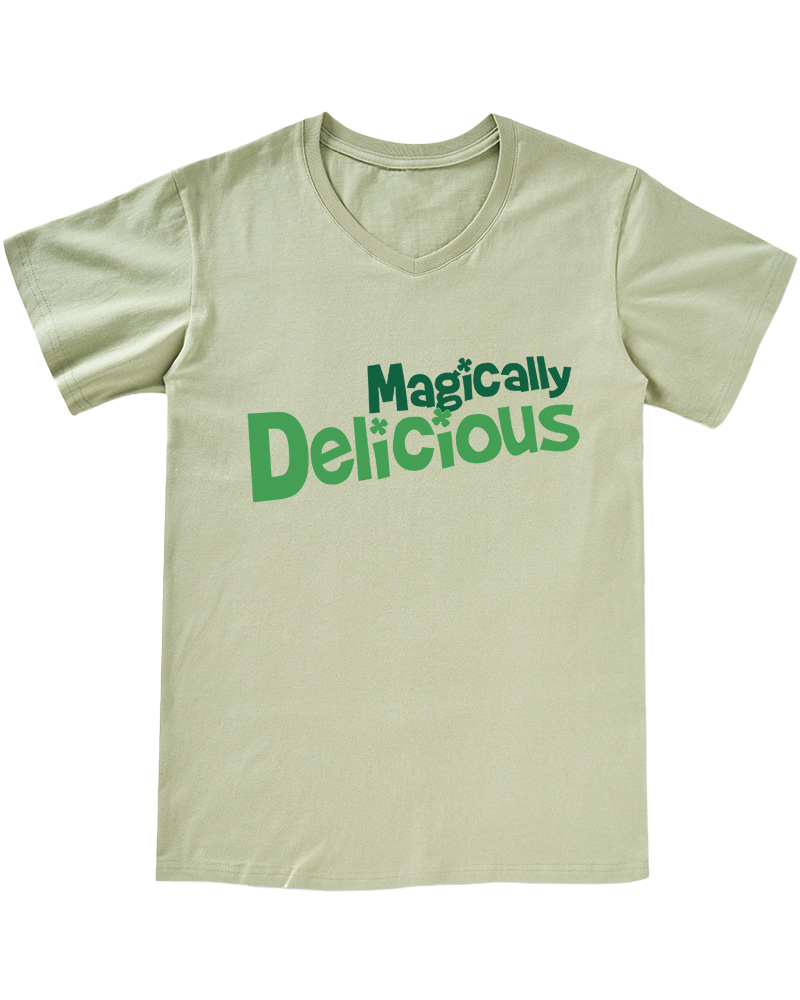TheRetroTee Magically Delicious Juniors 1970s V-neck T-Shirt