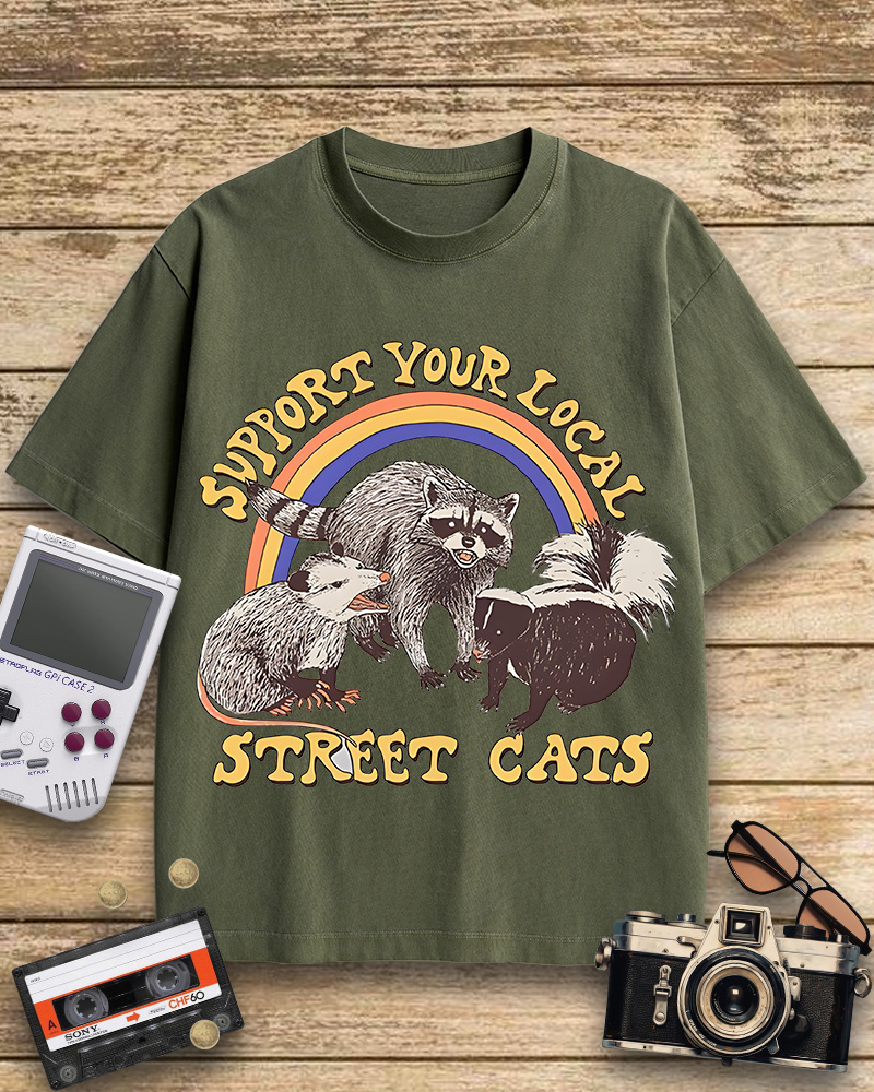 TheRetroTee Street Cats 1970s Cotton T-Shirt