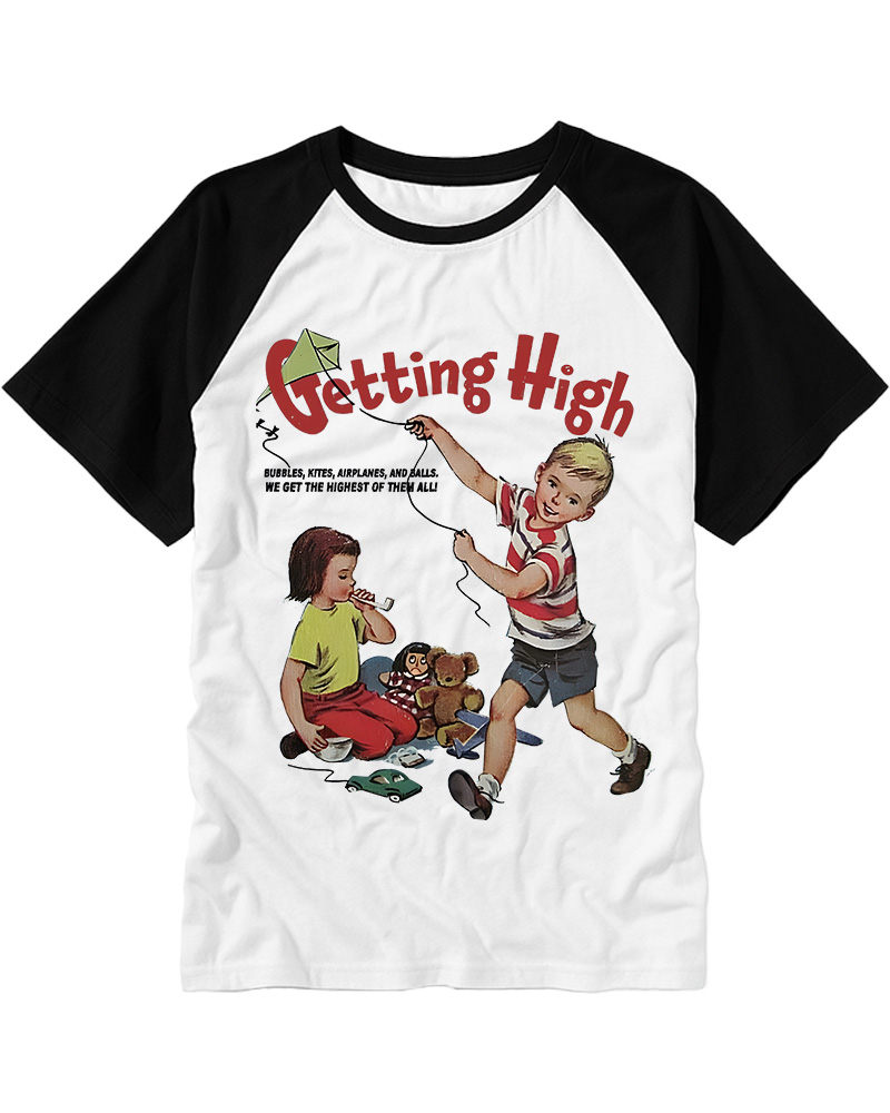 TheRetroTee Getting High 1950s Raglan Baseball T-Shirt