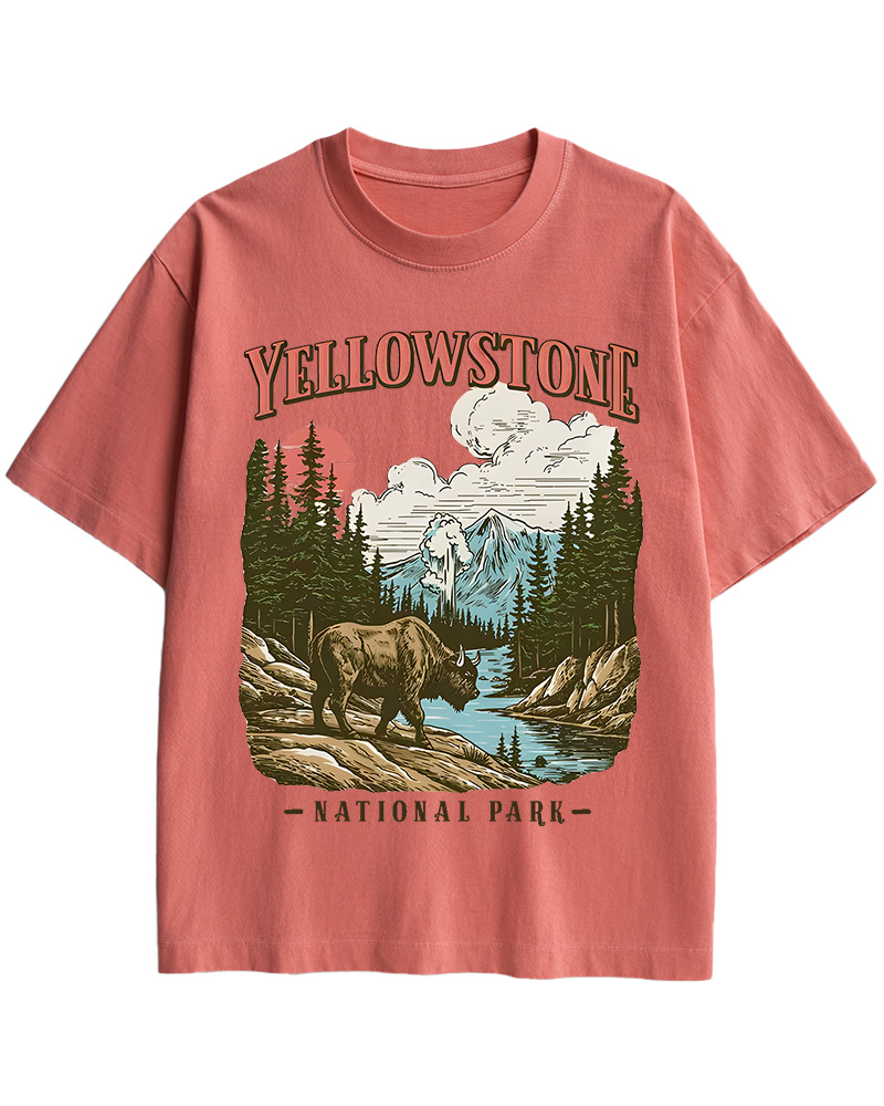 TheRetroTee Yellowstone National Park Pin-Up Cotton T-Shirt
